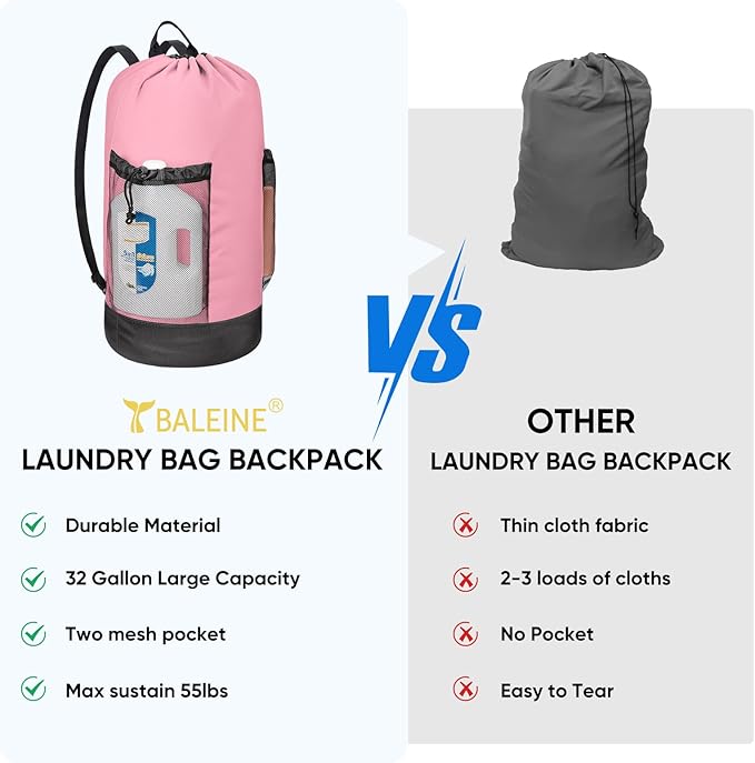 BALEINE 150L Laundry Bag Backpack, 900D Oxford Fabric Large Travel Laundry Bags