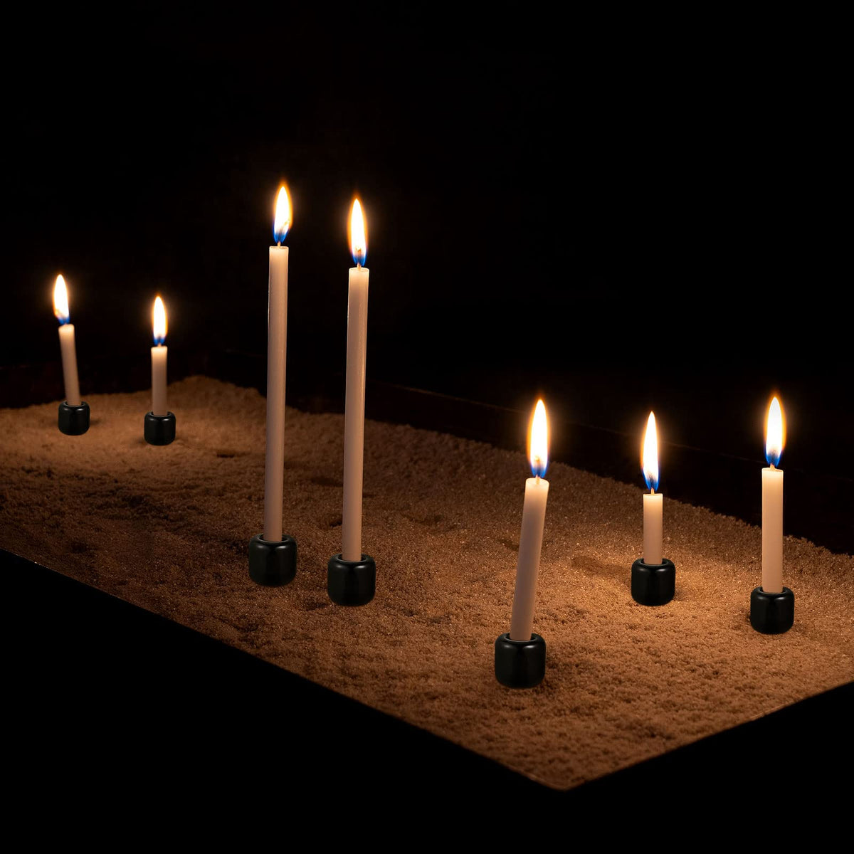 Suclain 20 Pcs 0.7 Inch Chime Candle Holder Small Candle Holders Ceramic Holder for Rituals, Spells, Vigil, Altar, Witchcraft, Wiccan Supplies (Balck)