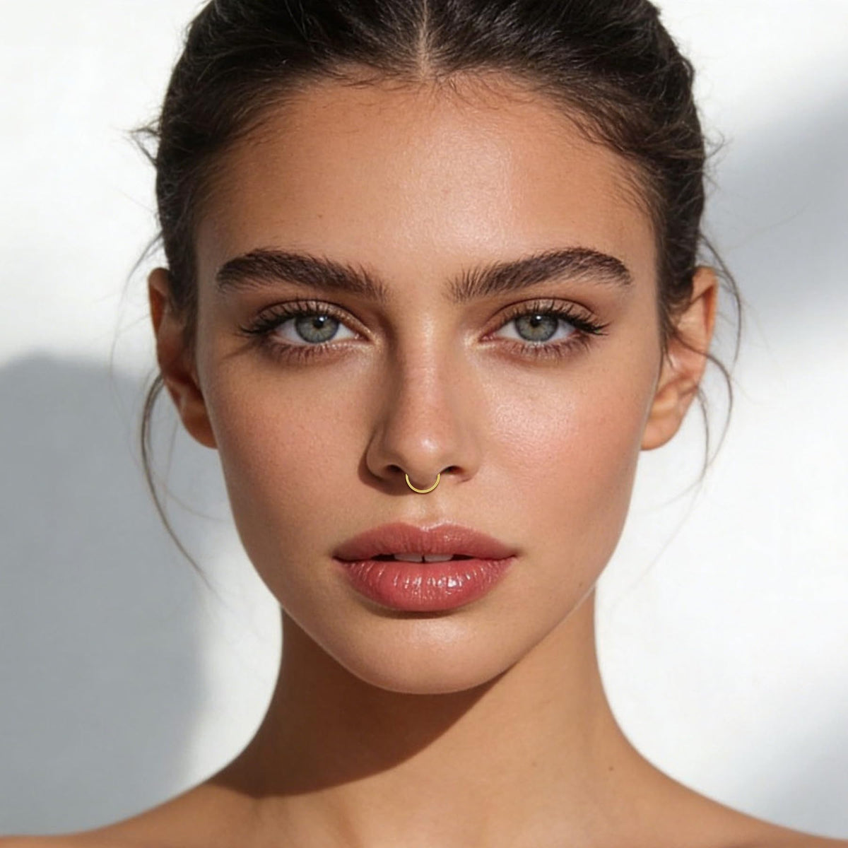JFORYOU Fake Nose Ring Fake Septum Gold Clip on Nose Ring Hoop Faux Nose Piercing Spring No Pierced Non Piercing Faux Body Piercing Jewelry for Women Men