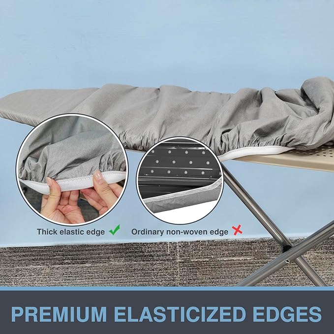 Extra Large Ironing Board Cover and Pad 22x57, 21x57 Thick Padding, Elastic Edge