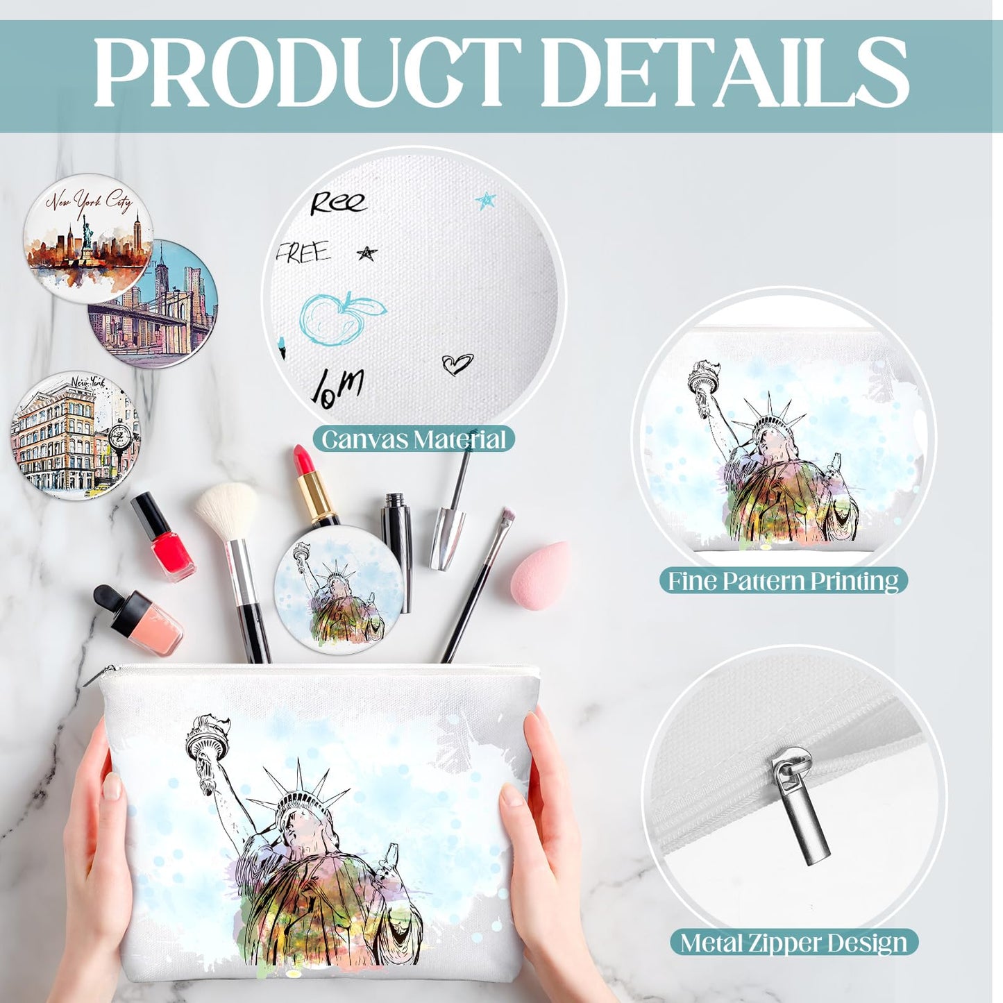 Bulyoou 36 Set New York Souvenirs Gifts Bulk City Cosmetic Bag Nyc Makeup Mirrors Souvenirs from USA Women New York Makeup Bag Birthday Party Favors Trip Journey Gifts for Friend Sisters