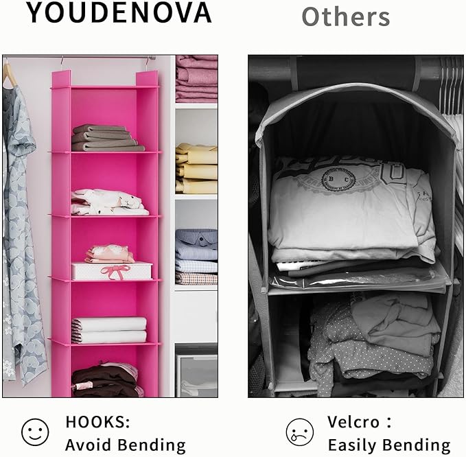 YOUDENOVA Hanging Closet Organizer, 6-Shelf Closet Hanging Shelves