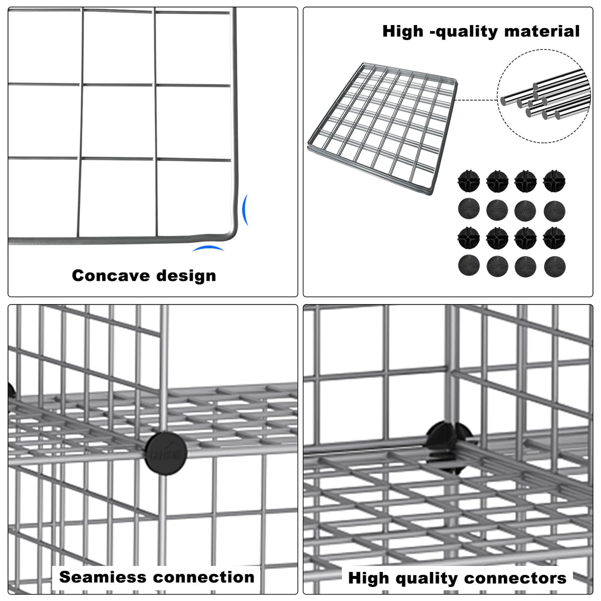 C&AHOME Wire Cube Storage, 12 - Cube Organizer Metal C Grids, Modular Shelves Units, Closet Organizer, Ideal for Home, Office, Living Room, 36.6”L x 12.4”W 48.4”H, Silver Gray UWCS3012G