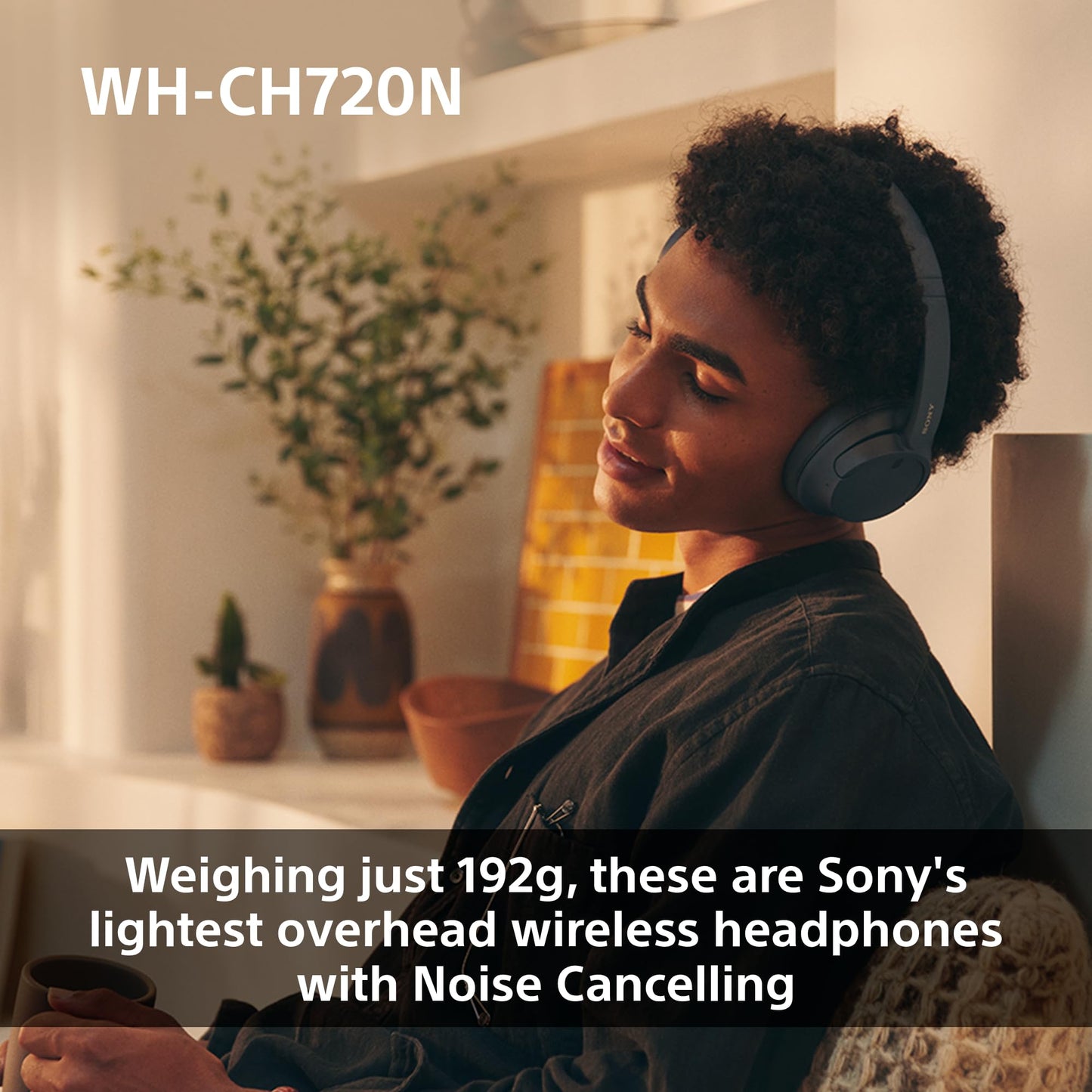 Sony WH-CH720N Wireless Bluetooth Noise Cancelling Over-Ear Headphones, Ambient Sound Mode, Lightweight Design, up to 35 hr battery life, iOS & Android - Black