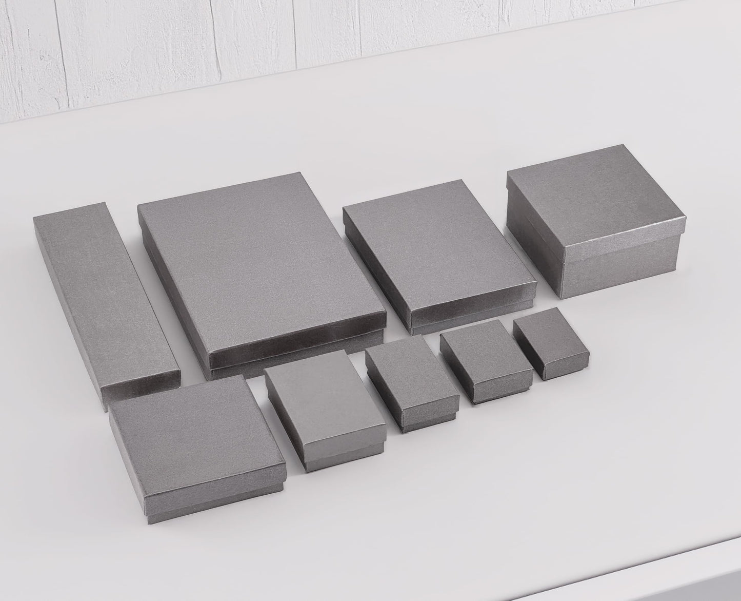 TheDisplayGuys - 25-Pack #11 Cotton Filled Cardboard Paper Jewelry Boxes Gift Case - Pearl Gray (2.1" x 1.8" x 0.8") - for Shipping or Storage