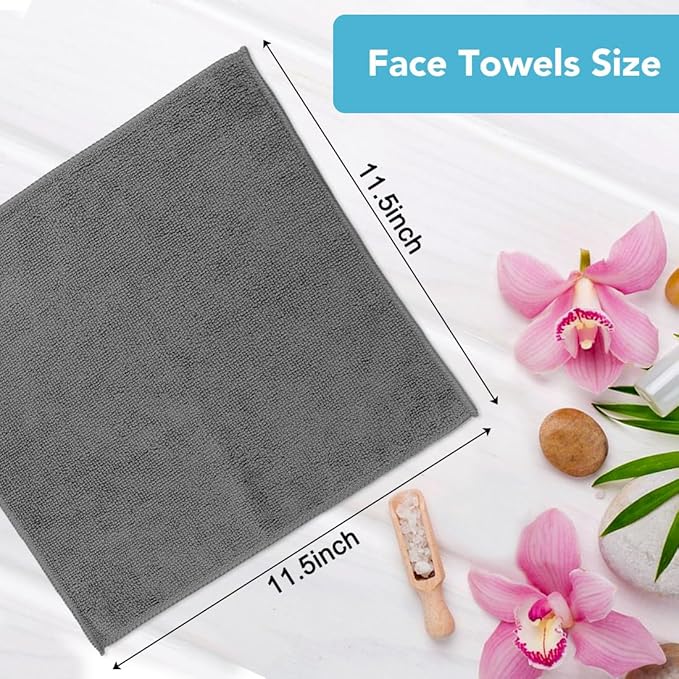 Orighty Washcloths, 20 Pack Microfiber Face Towels, Highly Absorbent and Soft