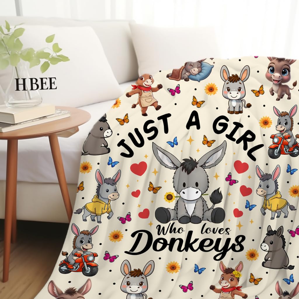 MOUND BOOM Donkey Blanket Gifts for Women Adults,Animal Stuff Plush Just A Girl Who Loves Donkeys Throw Blankets,Donkeys Gifts for Donkey Lovers Girls 50"X40"