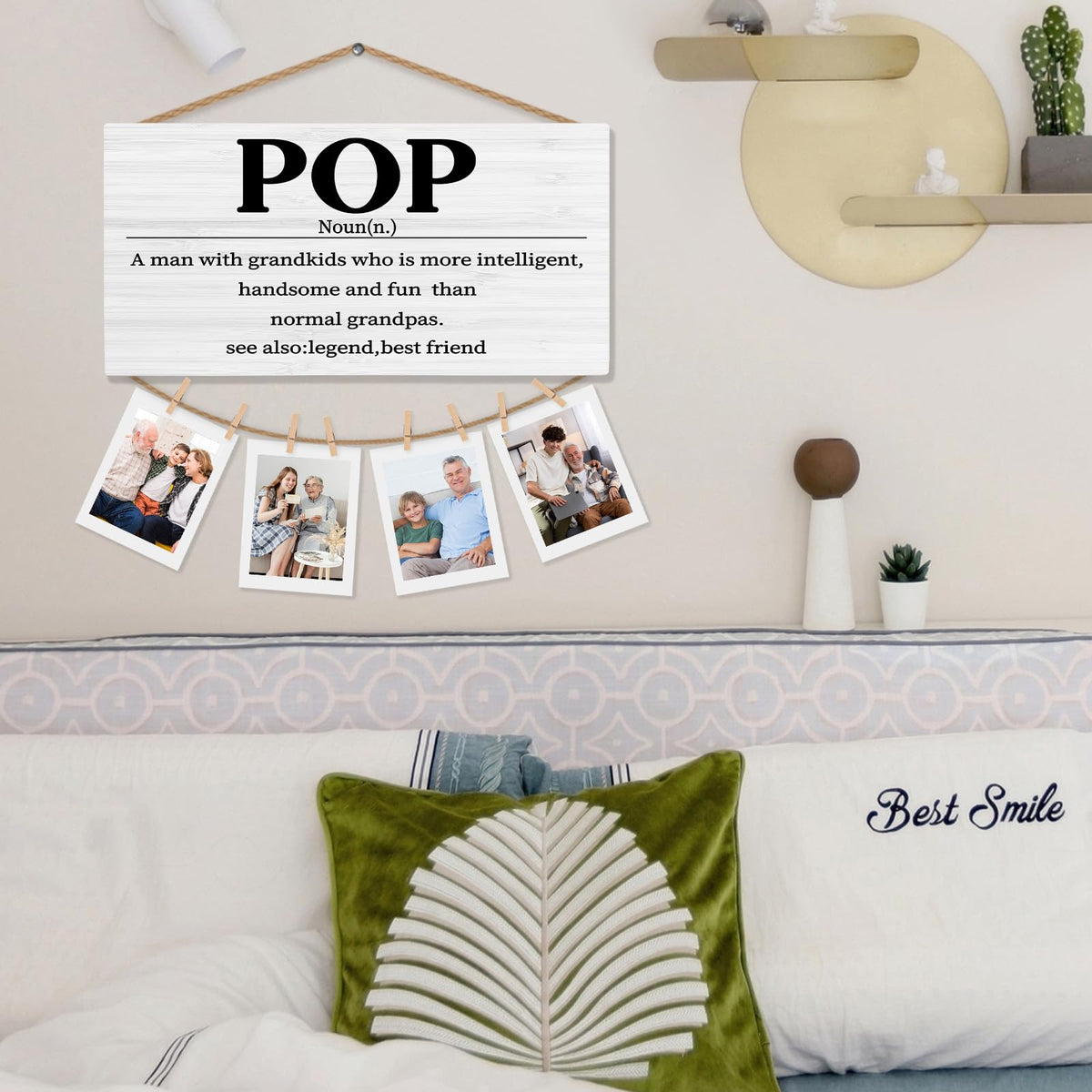 shiviody Pop Gifts Picture Frame Photo Holder for Wall, Best Grandpa Gifts for Christmas Birthday from Grandkids Granddaughters Grandsons, Grandpa Photo Hanging Display Picture Board for Wall Decor