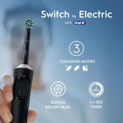 Oral-B Vitality Pro 2x Electric Toothbrushes For Adults, 2 Toothbrush Heads, 3 Brushing Modes Including Sensitive Plus, 2 Pin UK Plug, Black & Purple