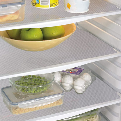 AKINLY 9 Pack Washable Waterproof Fridge Liners and Drawer Mats, Refrigerator Shelving Pads in White