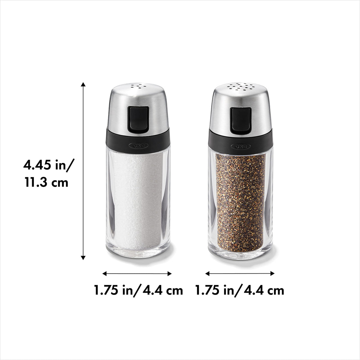 OXO Salt and Pepper Shaker Set (Clear) + OXO Good Grips Plastic Sugar Dispenser