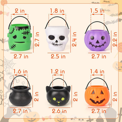 MCPINKY Small Halloween Candy Buckets, 12PCS Mini Portable Pumpkin Bucket Candy Bowl Holders for Kids Trick Or Treat Party Favor