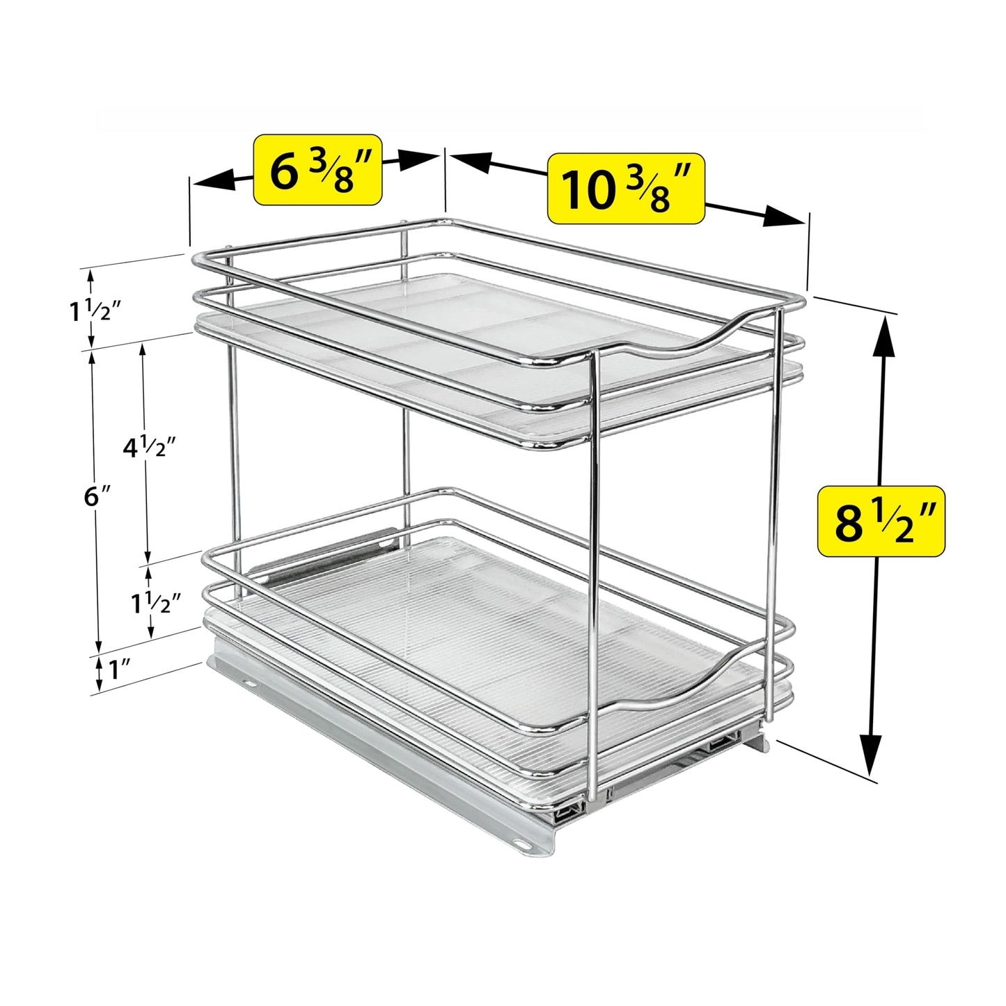 LYNK PROFESSIONAL® Pull Out Spice Rack Organizer for Inside Kitchen Cabinets - 4-1/4 inch Wide - Slide Out Drawer – Chrome Sliding Spice Cabinet Organization Shelf Racks - 2 Tier