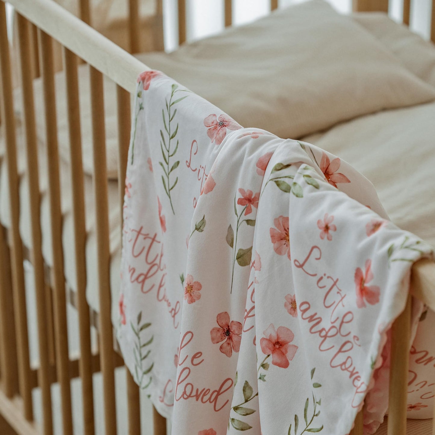 CIVARUA KIDS Floral Baby Blankets for Girls - Super Soft Nursery Minky Blanket, Newborn Baby Blanket with Double Layer Dotted Backing, Pink Lightweight Bed Throw Blanket, 30 x 40 Inch