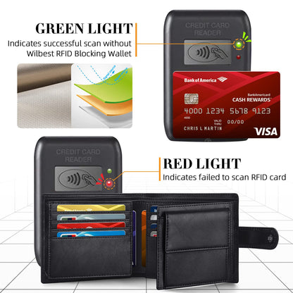 HOCRES Wallets for Men, RFID Blocking Wallet,Mens Wallet, Leather Wallet with 14 Credit Card Holders, 2 Banknote Compartments, 2 ID Window, Minimalist Mens Wallet with Gift Box, Black