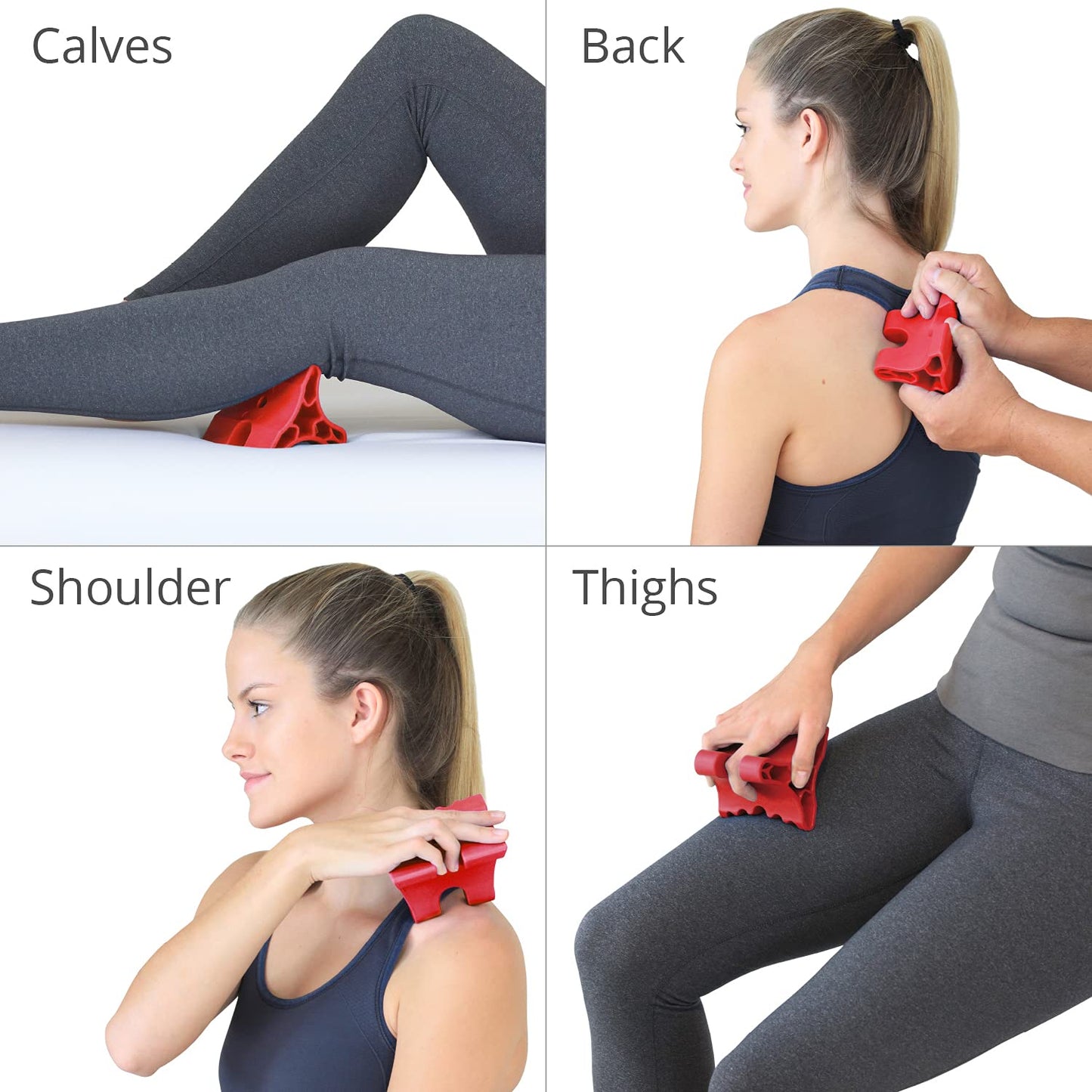 DaVinci Tool Red & Blue -USA Made- Extra Firm Neck Tension Relief & Pressure Point Massage Tool - Occipital Release Tool - Cervical Traction Device- Suboccipital Release Device - Neck Stretcher