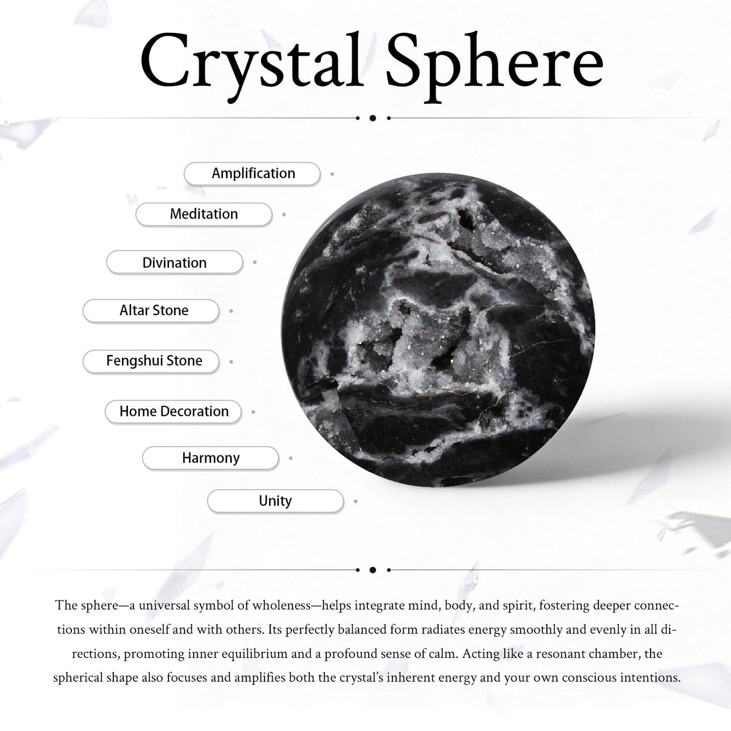 Sportmusies Natural Sphalerite Crystal Ball with Acrylic Stand, Healing Stone Sphere Orb Reiki Meditation Home Desk Decoration, 2.4-2.75 inches