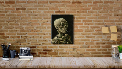 Wieco Art Skull of a Skeleton with Burning Cigarette, 1886 by Vincent Van Gogh Canvas Wall Art for Home Decor and Wall Decor Post-impressionism Canvas Prints Pictures Artwork