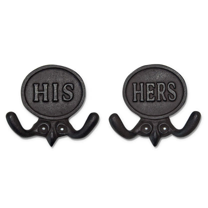 Wallcharmers Set of 2 His and Hers Towel Hooks for Bathrooms, Mr & Mrs. Farmhouse and Rustic Bathroom Hooks for Towels, Bronze
