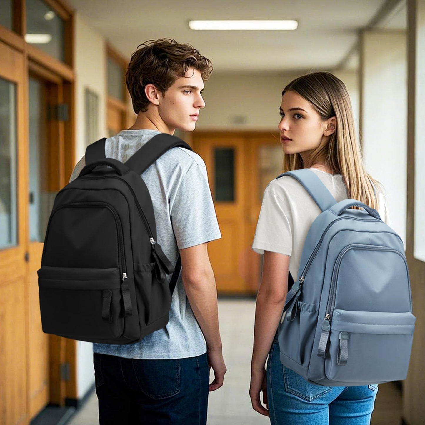 HYC00 Laptop Backpack for Women School Backpack Lightweight School Bags for Teen Girls Travel Work Rucksack Bag for Women College Bookbag 15.6 Inch Laptop Rucksack Casual Daypack Work Bag,Black