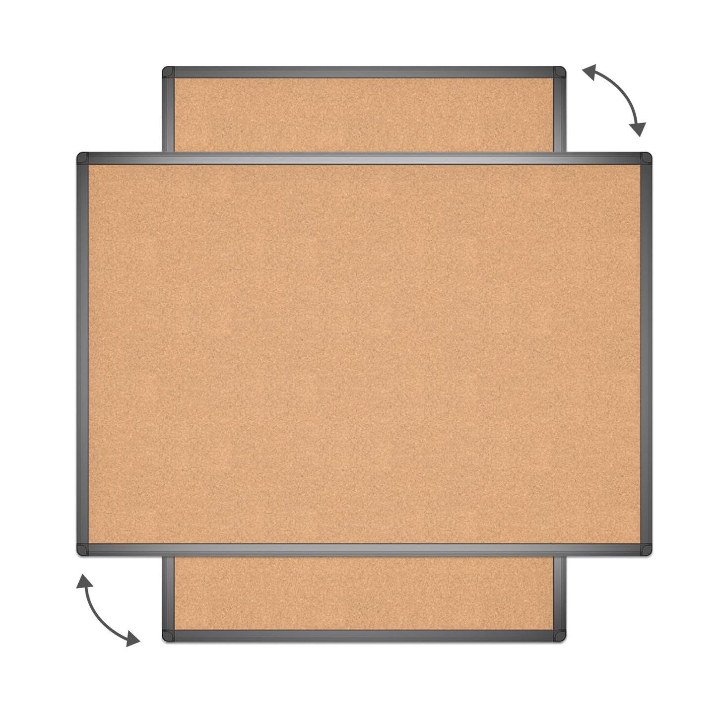 VIZ-PRO Cork Notice Board, 90 X 60 cm, Cork Bulletin Board with Black Aluminium Frame