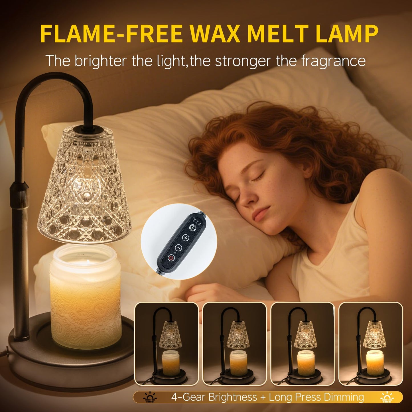 RMFSH Candle Warmer Lamp with Timer Dimmable, Birthday Gifts for Women Mom, House Warming Gifts New Home Decor, Wax Melt Warmer for Jar Candles with 2 Bulbs