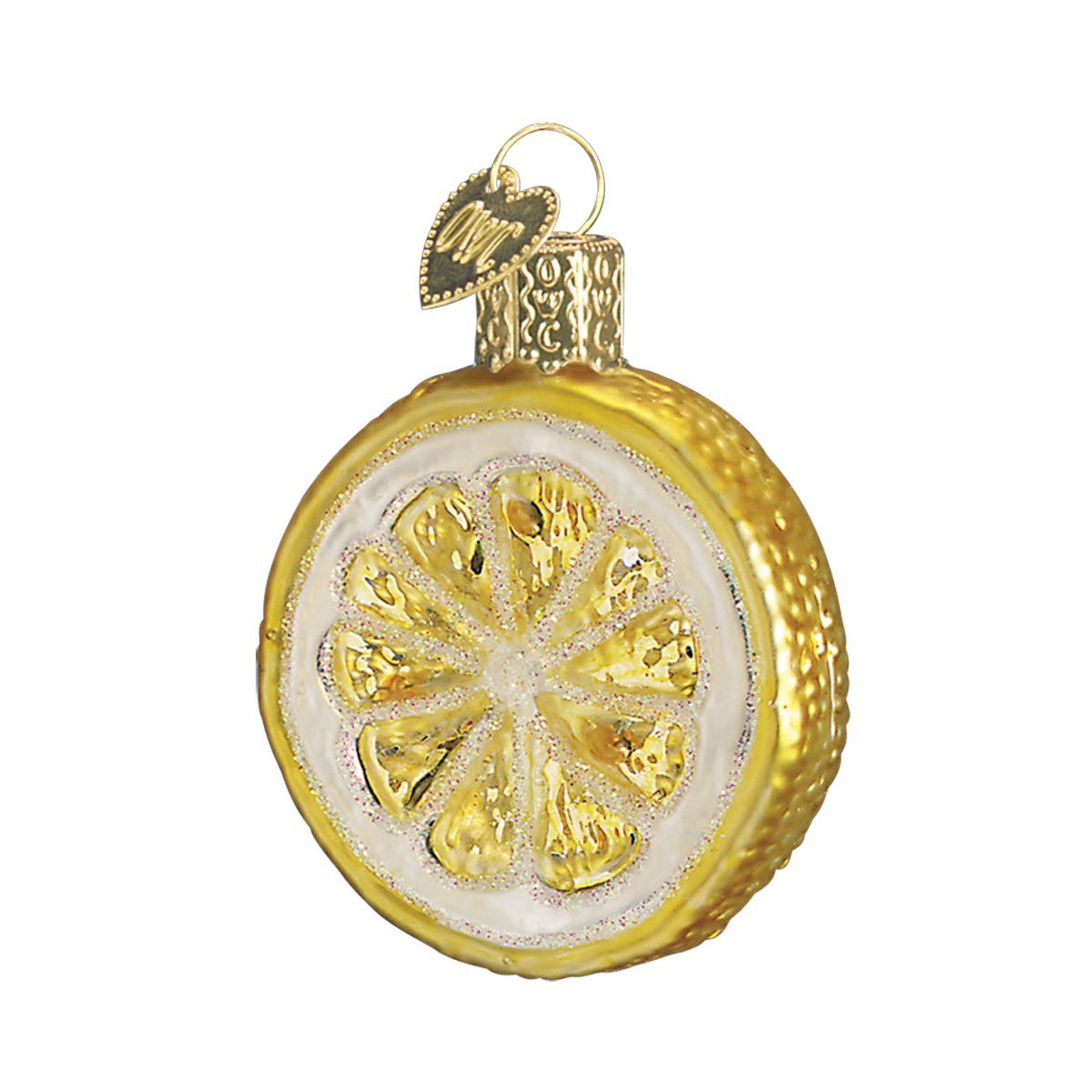 Old World Christmas Lemon Slice Glass Blown Ornament for Christmas Tree, Handcrafted Holiday Decoration, Fruit Collection