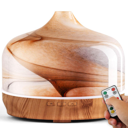 Porseme 500ml Essential Oil Diffuser, Aroma Ultrasonic Humidifier with Remote Control, BPA Free, Auto Shut-Off, Timer Setting for Large Room Sleeping Yoga
