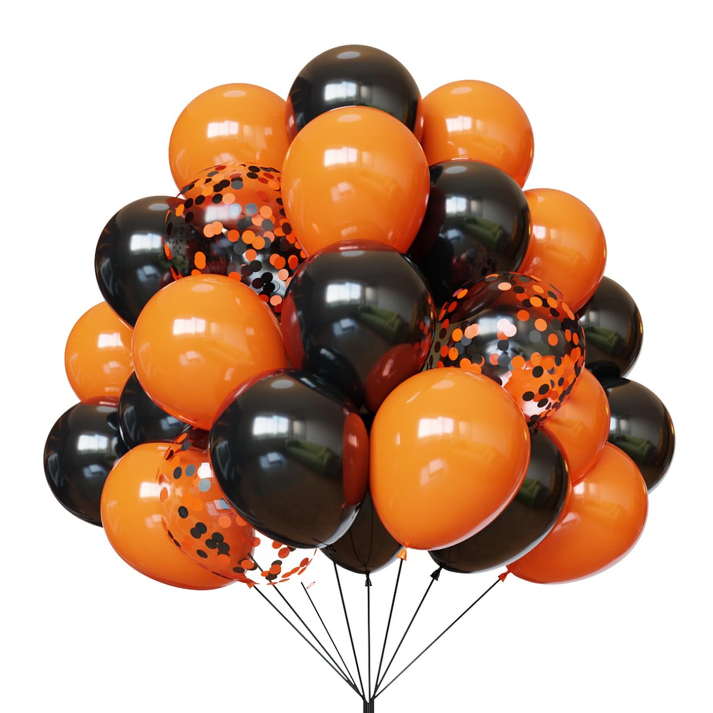 Orange and Black Balloons, Halloween Balloons Set, 67pcs 12 Inch Black Orange Confetti Balloon for Halloween Celebration Trick or Treat Party Spooky Ghost Party Bar Anniversary Graduation Decoration