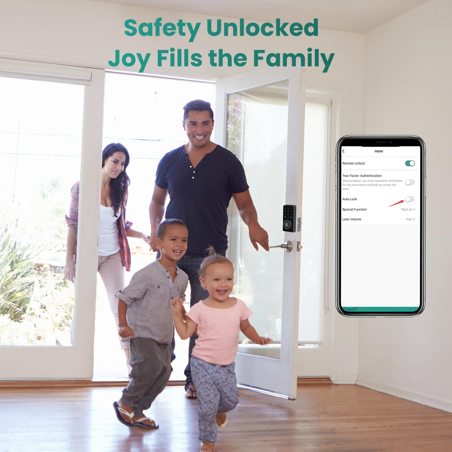 Smart Lock, 4-in-1 Keyless Entry Door Lock for Front Door, 6 Digital Code Door Lock with Keypad, Bluetooth Smart Deadbolt, App Control