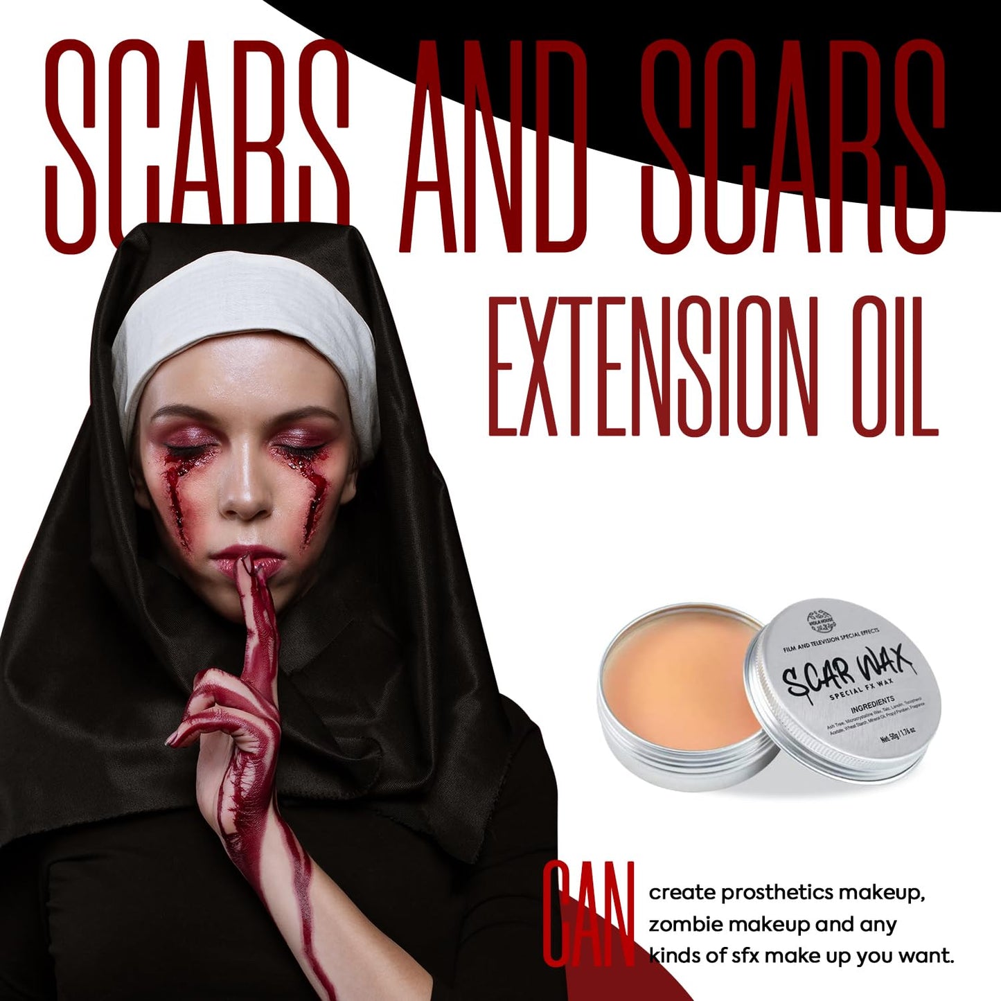 VIOLA HOUSE SFX Makeup Kit, Halloween Special Effects Makeup, 6 Colors Bruise Wound Face Body Paint + Scar Wax + Scar Oil + Liquid Latex + Fake Blood + Spatula + Stipple Sponge + Brush.