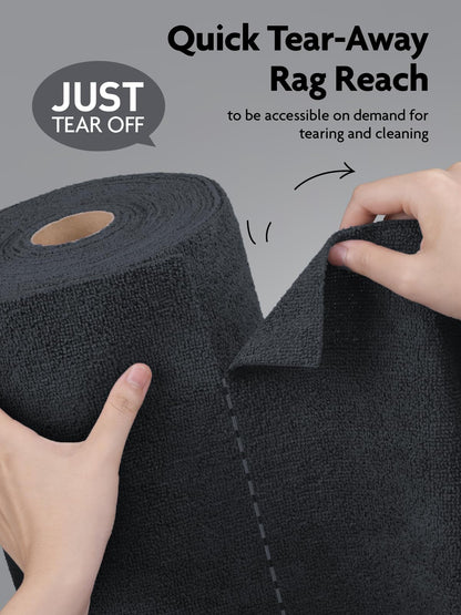 Fantasticlean Microfiber Cleaning Cloth Roll -150 Pack, Tear Away Microfiber Towels, 12" x 12", Reusable, Washable, Ultra Absorbent Dishcloth for Home Supplies, Car, Pet, Kitchen (2 Rolls of Grey)