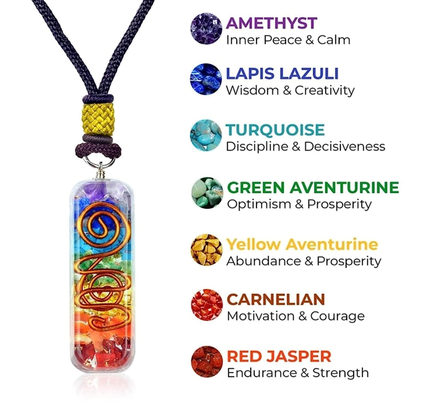 Orgonite Crystal Seven chakra FOL pyramid & Pendant Set, Orgonite Pyramid for Energy Healing - Orgonite Kit - Protection With Seven Chakra Orgonite Necklace