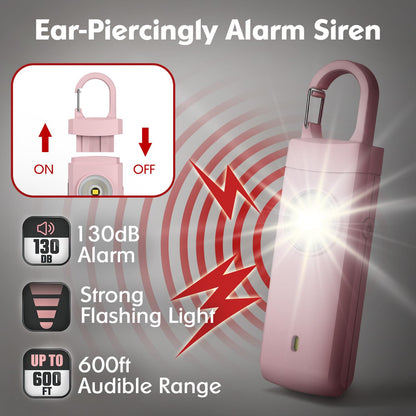 Rechargeable Personal Alarms for Women - Birthday Valentine's Day Gifts for Women, Stocking Stuffers for Teen Girl, Daughter, Safety Keychain Flashlight, Siren Alarm, Travel College Essentials (Pink)