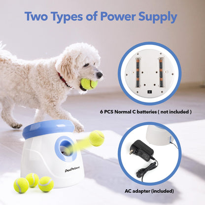 Pet Prime Automatic Dog Ball Launcher, Dog Ball Thrower with 10-30 Ft Launch Distance, Interactive Puppy Pet Fetch Toy, Mini Ball Throwing Machine for Small and Medium Dogs, With 3 PCS 2" Tennis Balls