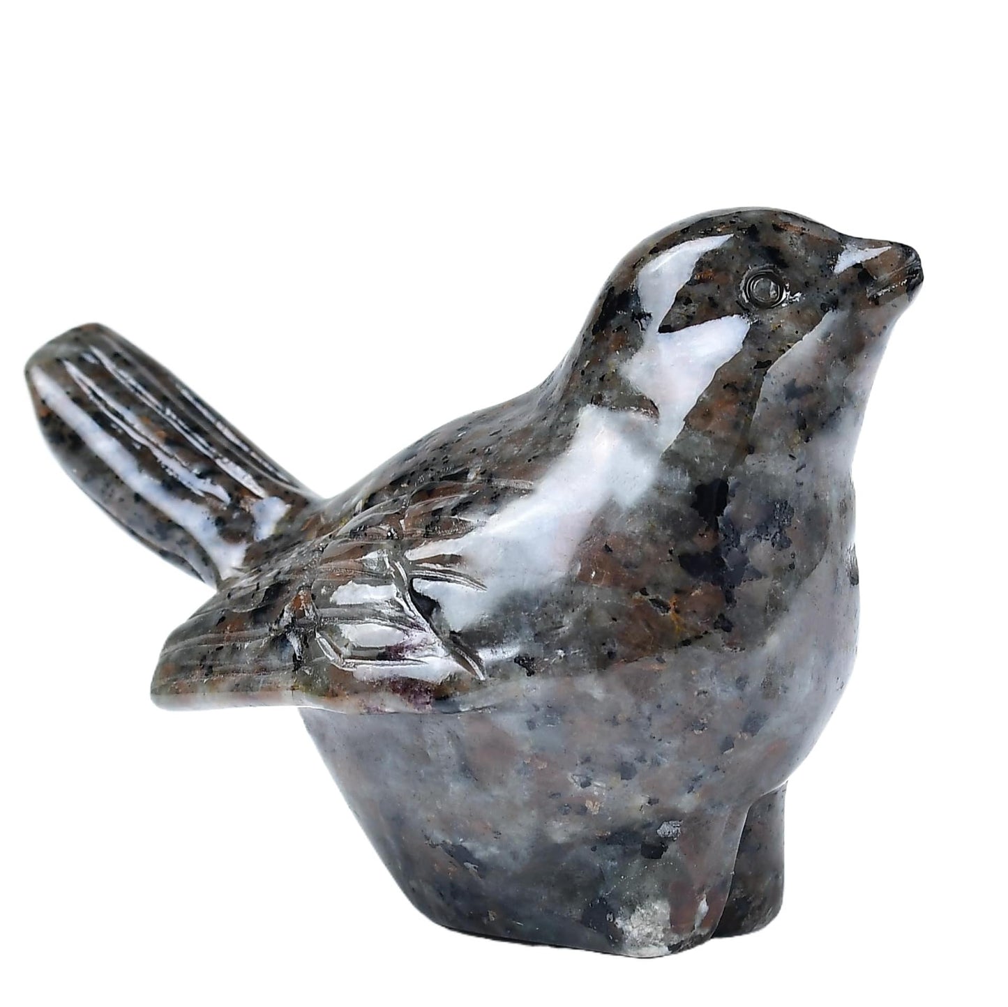 WUYOUSHI Natural Flame Stone Bird Statue - 2-Inch Crystal Carved Figurine for Home Decor, Office Shelf, Table Ornament, Animal Sculpture