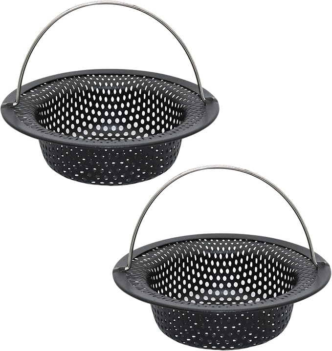2 Pcs Black Kitchen Sink Drain Strainer