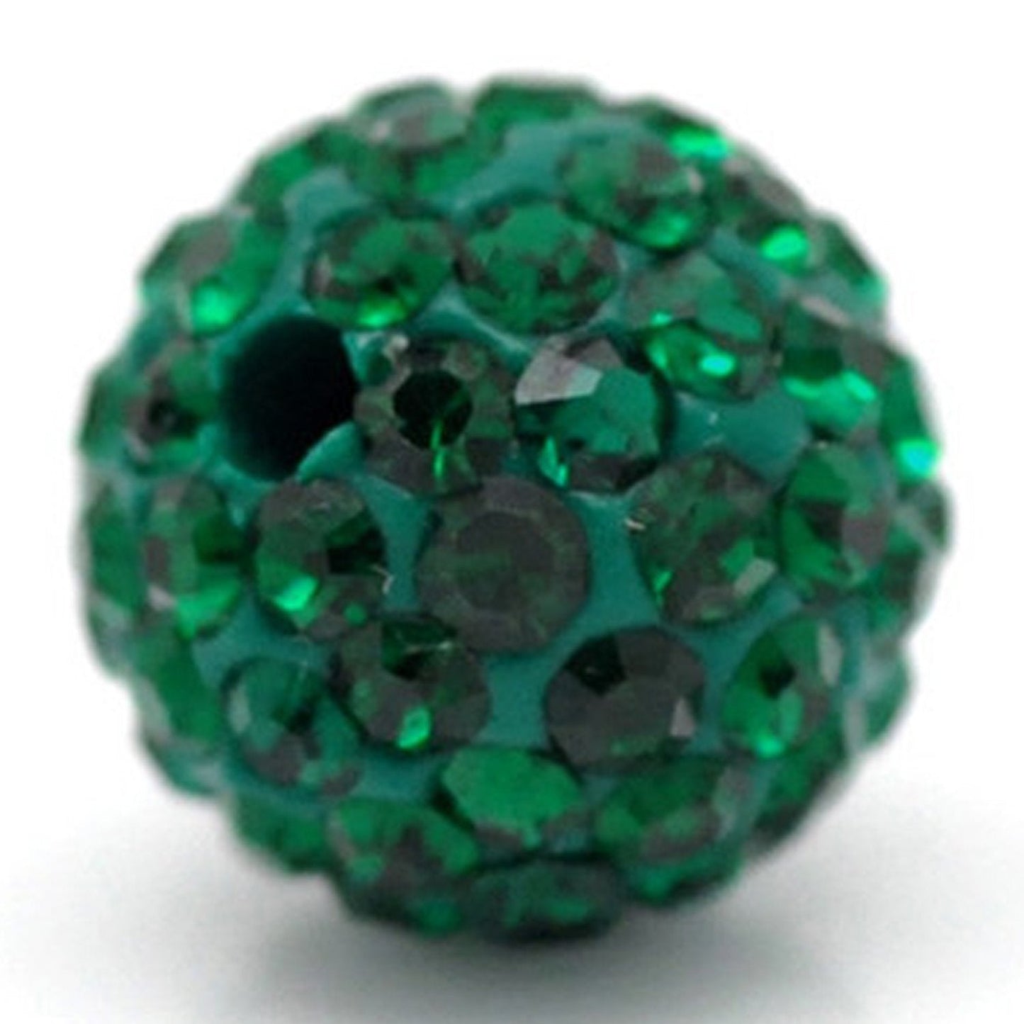 RUBYCA Pave Czech Crystal Disco Ball Clay Beads fit Shamballa Jewelry (100pcs, 10mm, Emerald Green)