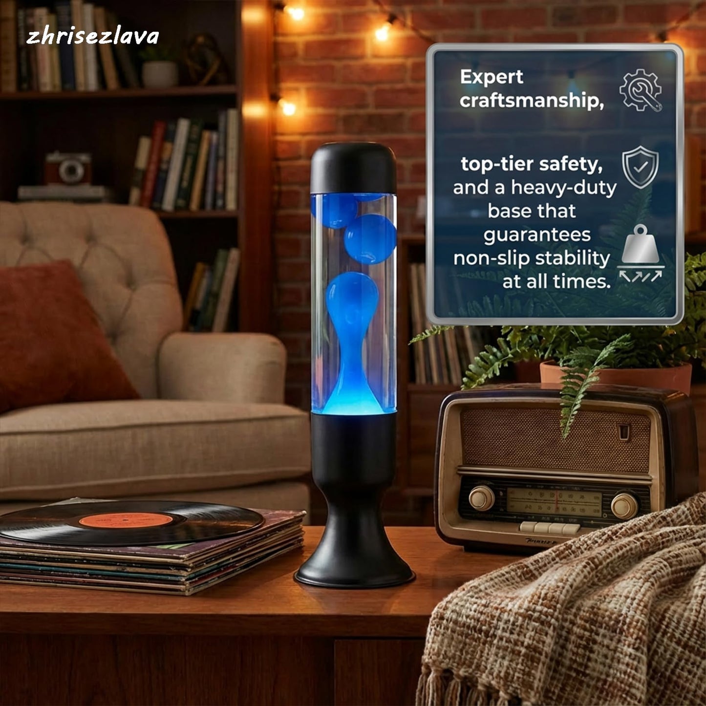zhrisezlava Liquid Motion Lamps 16 Inch, Blue Motion Lamp Relaxing Night Light for Meditation, Aesthetic Room Decor Aesthetic Lamp, Cool Birthday Gifts for Boys Girls Adults, Black Base Liquid Lamp