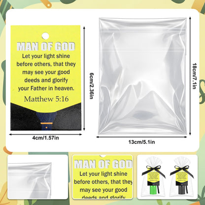 VIHOSE 100 Sets Christian Gifts for Men Church Flashlights Bulk Man of God Small 3.37 in Aluminum Pocket Flashlight with Bible Verse Cards, Ribbon, Bags for Father Man Church Events Ministry (Classic)