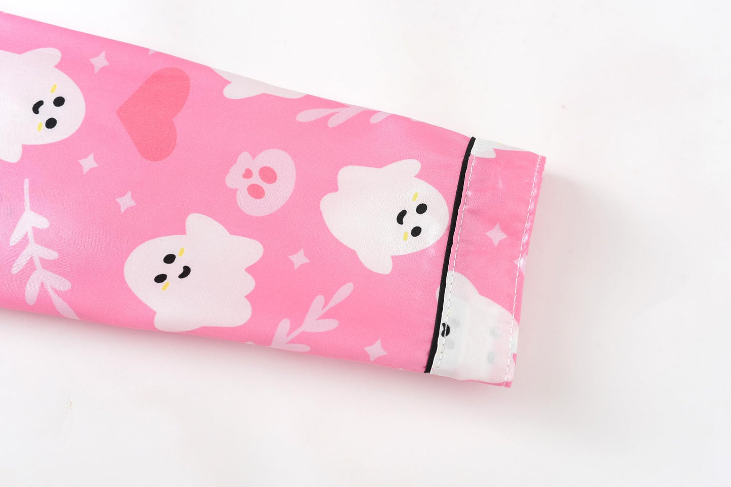 UNICABBIT21 Pink Ghosts Halloween Satin Pajamas for Big Girls Unisex Kids Silk Button Down Long Sleeve & Pants PJS 2PCS Size 10