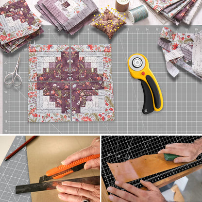 Headley Tools 24 x 36 Inch Thickened Self Healing Sewing Cutting Mat, A1 Rotary Cutting Sewing Mat for Crafts, Double Sided 5-Ply Table Cutting Board for Fabric Quilting Leather Arts Hobby, Grey/Black