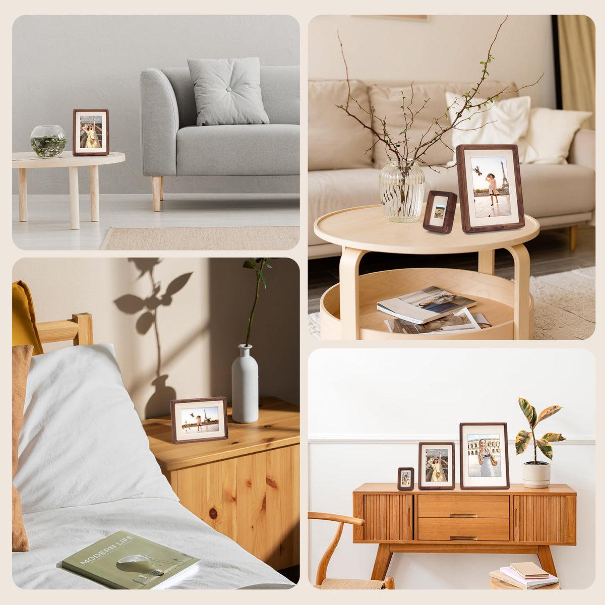 3Liangthings Solid American Black Walnut Picture Frame 5x7 4x6, Natural Wood Tabletop Photo Frame with Decorative Joinery Corners, Horizontal or Vertical Display (Walnut, For 5x7 / 4x6 Photo)