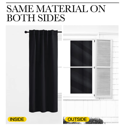 NICETOWN Halloween Black Blackout Living Room Curtains 84 inches Long, Black Out Curtain Panels for Bedroom - (Black Color) W52 x L84, 1 Pair, Thermal Insulated Blackout Draperies Window Treatment