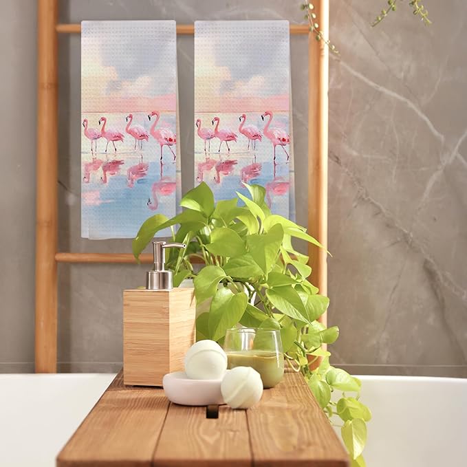 Watercolor Pink Flamingo Kitchen Towels, Flamingo Gifts