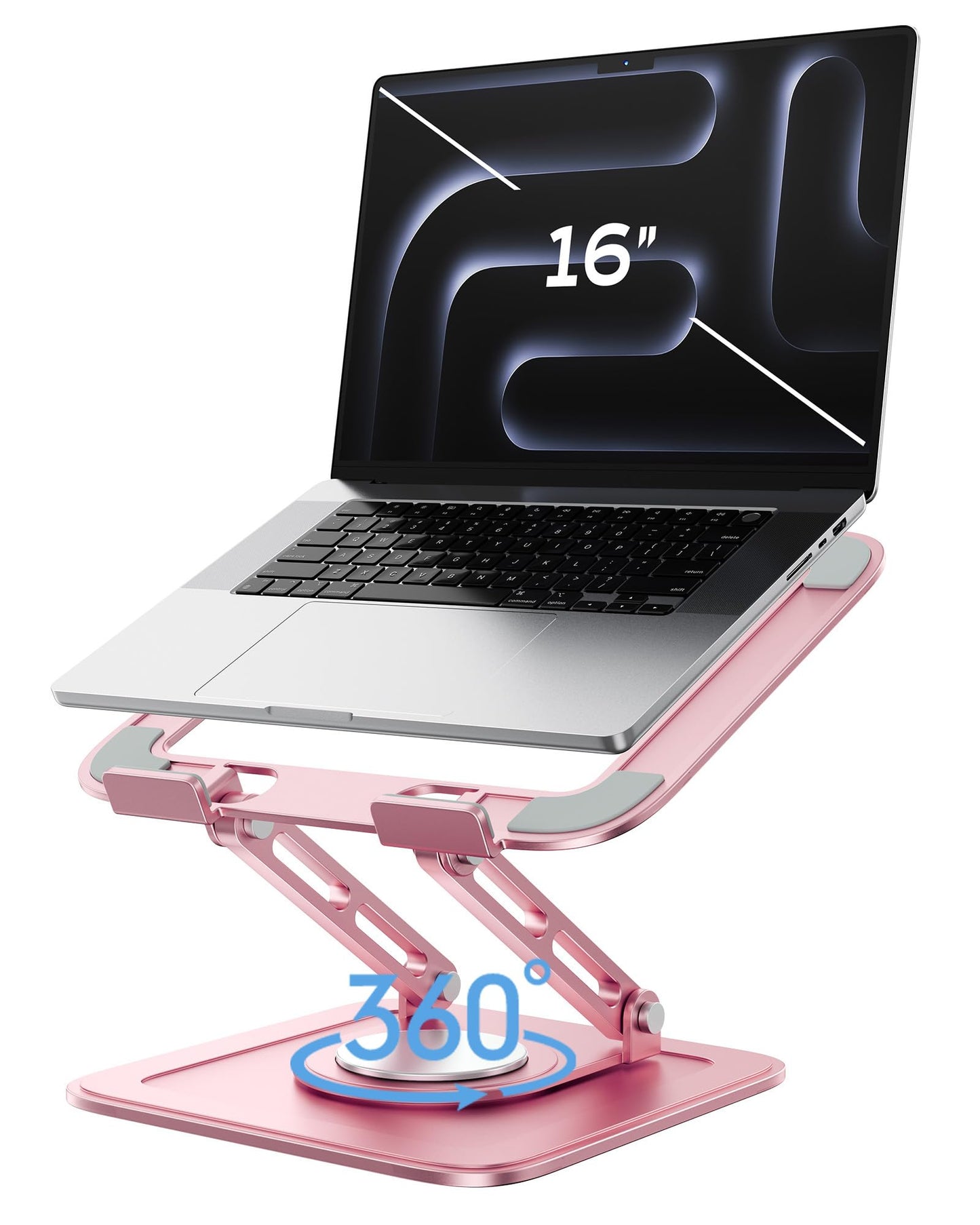 Adjustable Laptop Stand, Computer Stand with 360 Rotating Base, Ergonomic Laptop Riser Mount for Desk Foldable Protable Computer Desk Fits with MacBook Pro Air (10-16") - Black