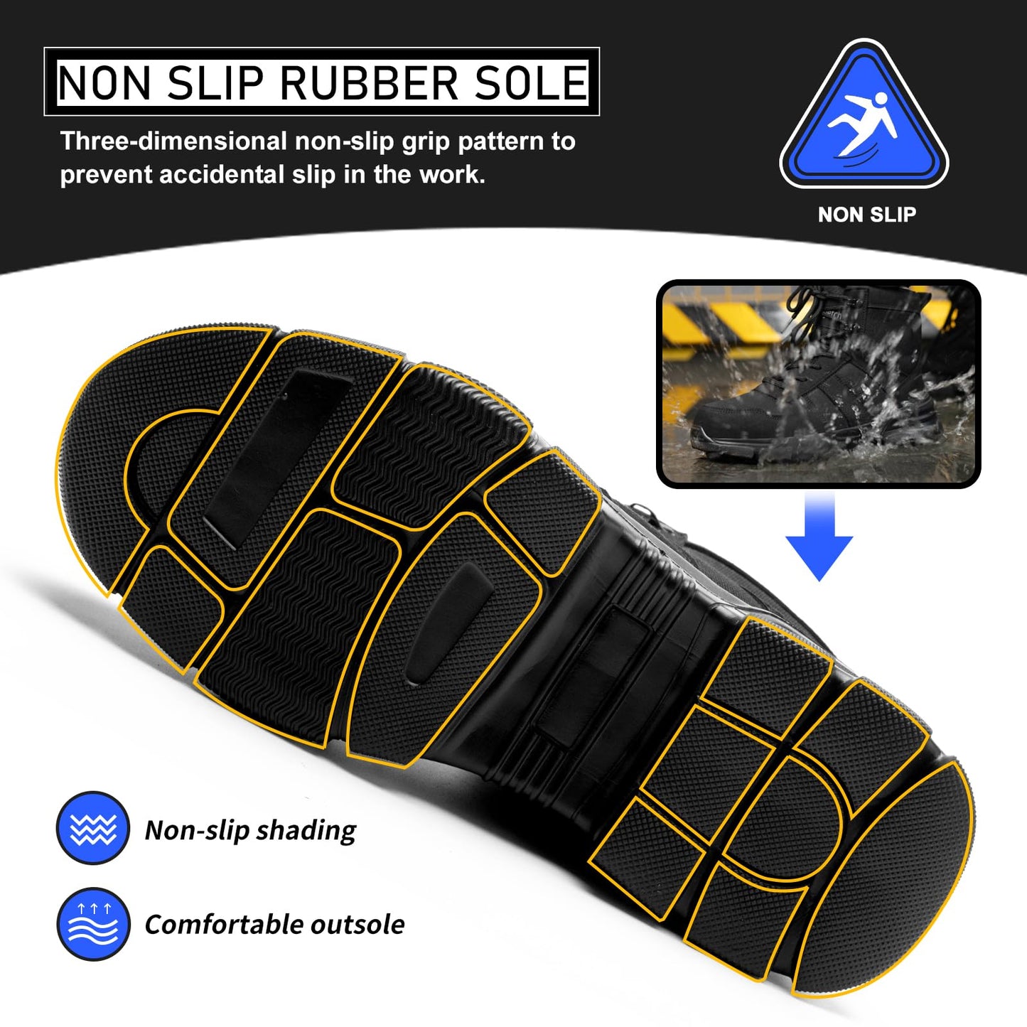 Safety Boots Lightweight Steel Toe Boots Men Women Comfortable Work Boots Shoes Black 10 UK 44 EU 270