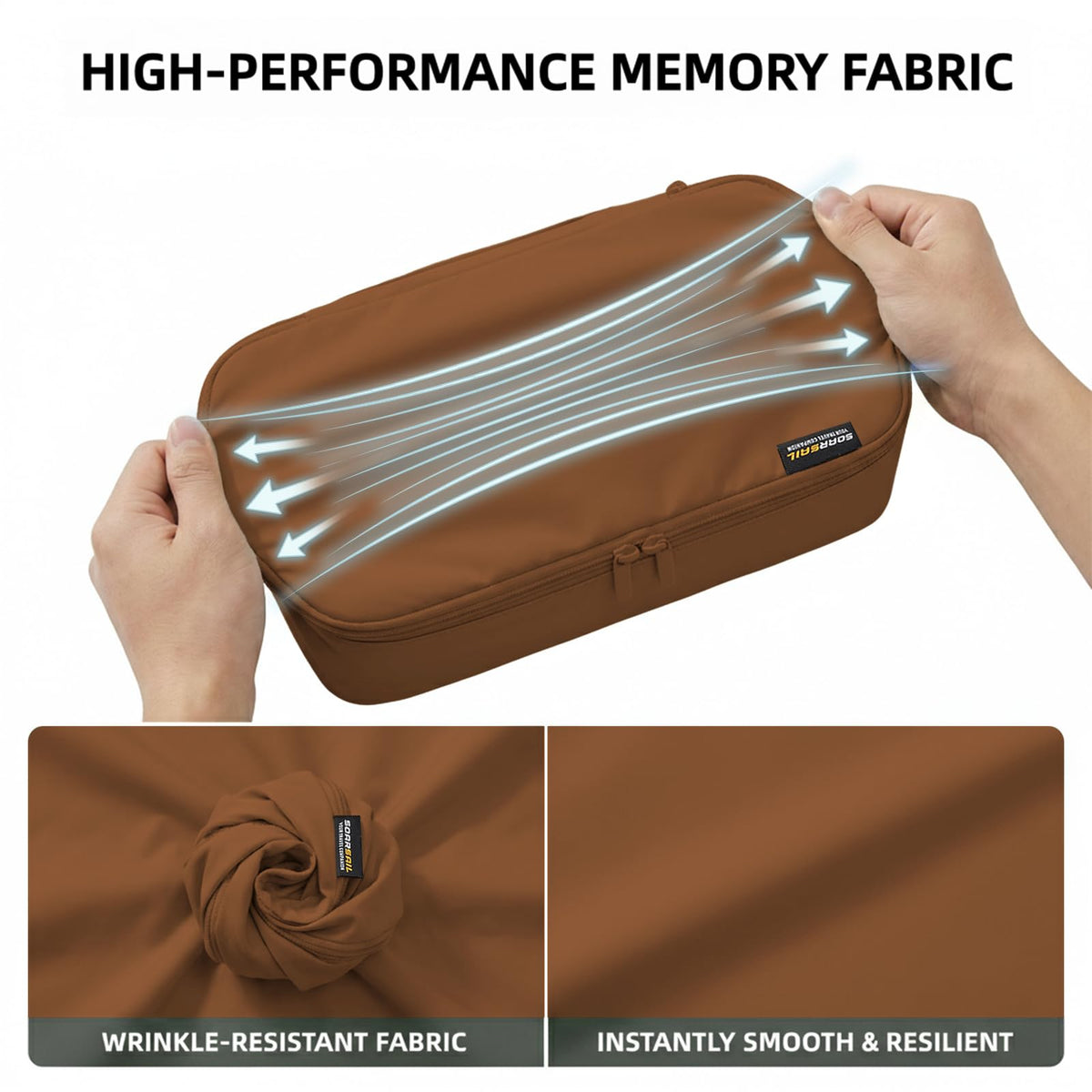 SOARSAIL 4 Piece Compression Packing Cubes for 3–7 Day Travel, Lightweight Travel Organizers with Breathable Mesh, Double-Zipper Packing Cubes for Carry-On & Suitcases (Light Brown)