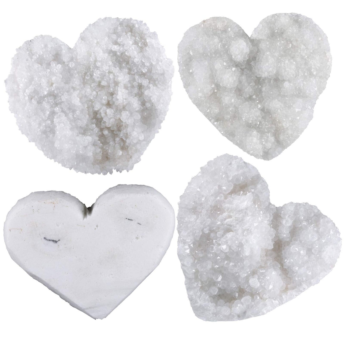 Rockcloud Natural Heart Shape Raw Rock Crystal Cluster Geode with Metal Stand Display Desk Ornament Healing Reiki Gemstone Home Office Decoration