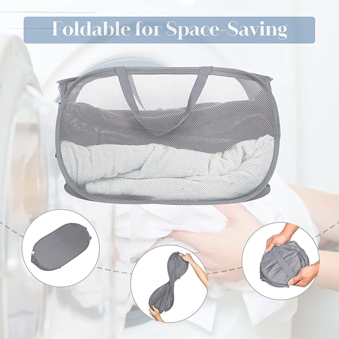 2 Pcs Durable Collapsible Laundry Baskets